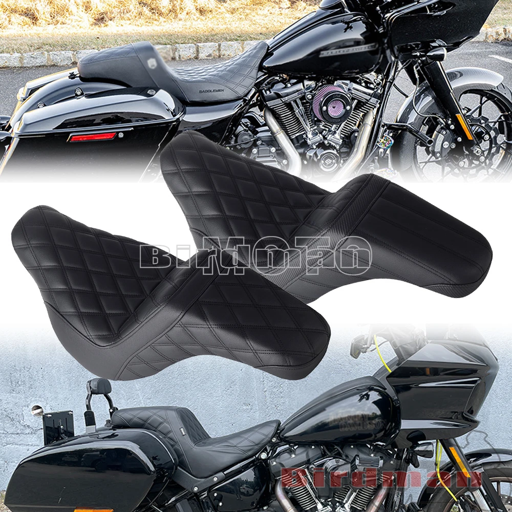 

Motorcycle Two Up Driver Front Rear Passenger Seat Cushion Pad For Harley Softail Low Rider FXLRST FXLRS FXLR FLSB Sport Glide