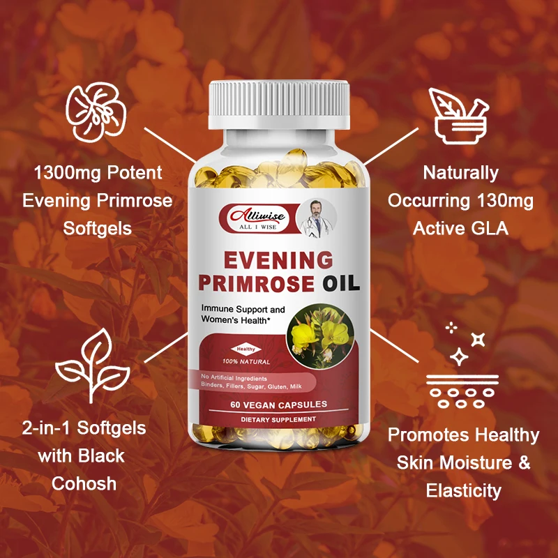 Evening Primrose Oil Capsules Natural Essential Fatty Acids Antioxidant Rich Moisturizes Rejuvenates Renews Restores Skin Hair