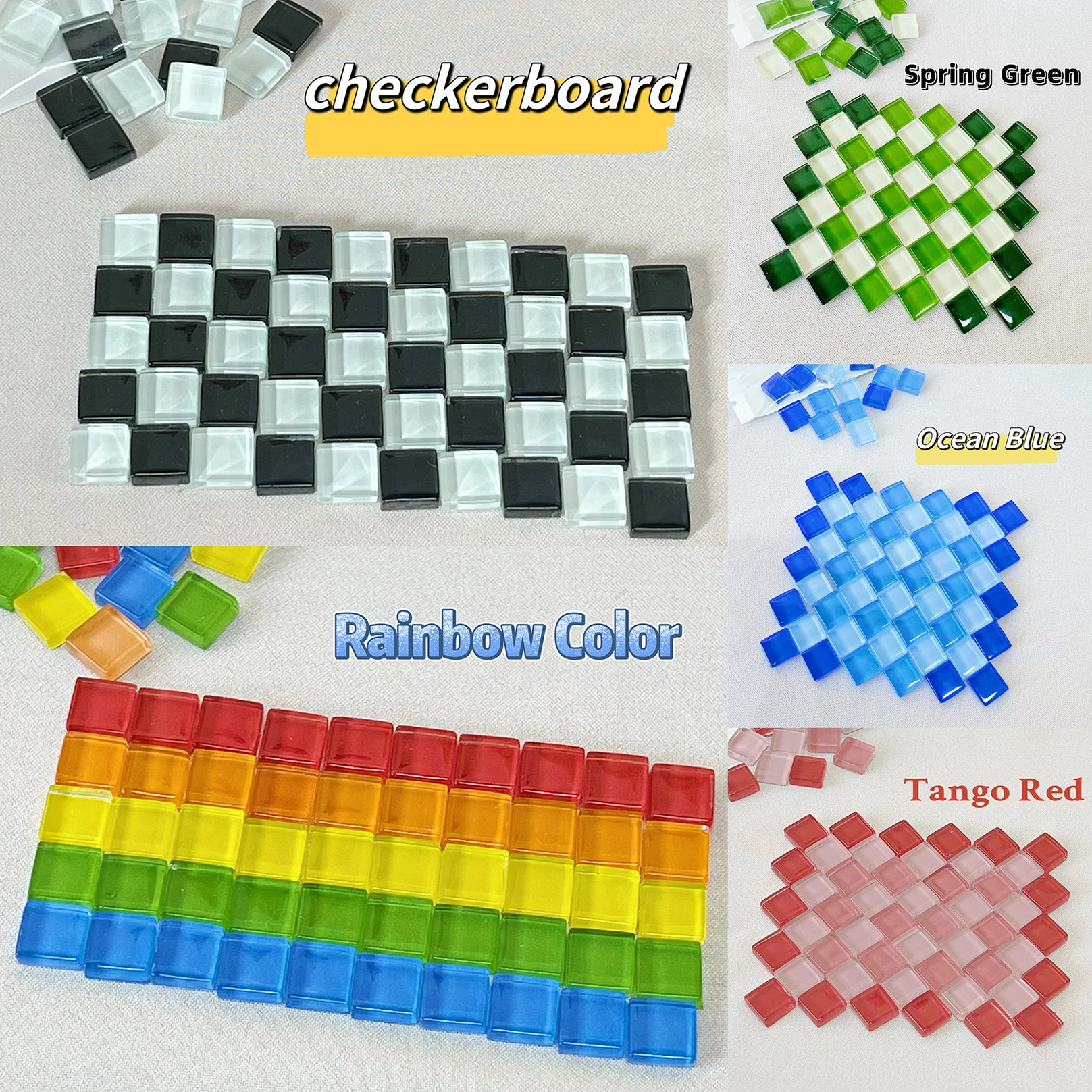 50pcs Mixed Color Square Crystal Mosaic Tiles DIY Hobbies Children Handmade  Art Craft for Bathroom Kitchen Home Decoration 1X1cm - AliExpress