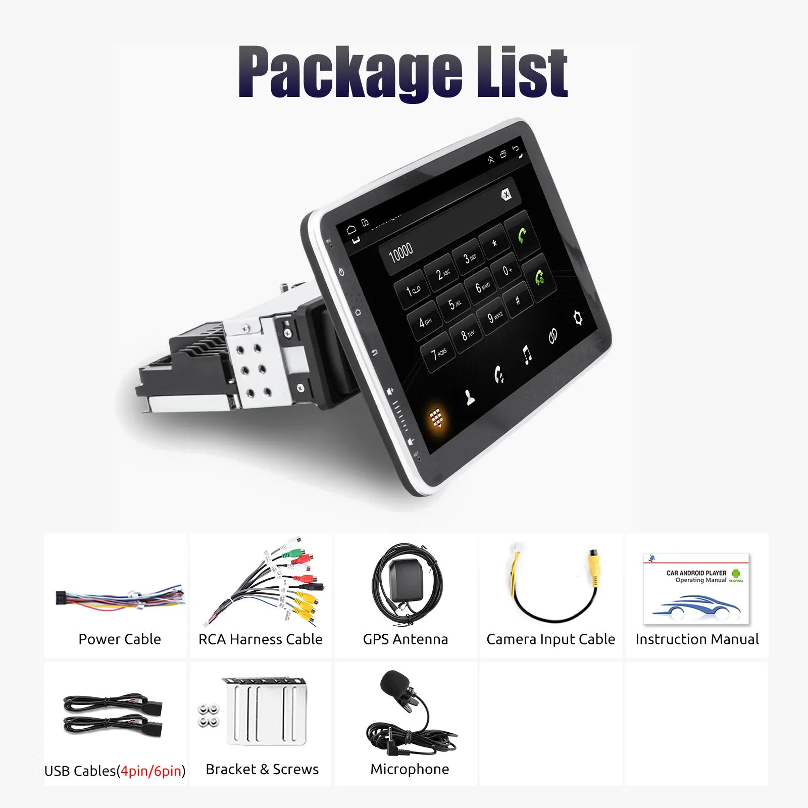 Android 15 10.1 Inch Universal Single Rotatable Car Radio Auto