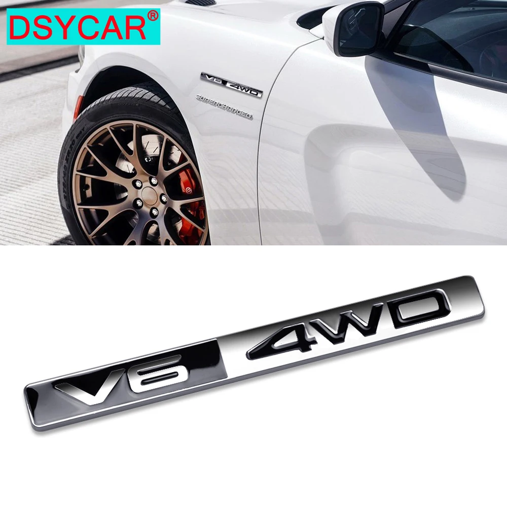 DSYCAR 1 шт. металлическая V6 4WD 3D наклейка на автомобиль головку автомобиля боковое