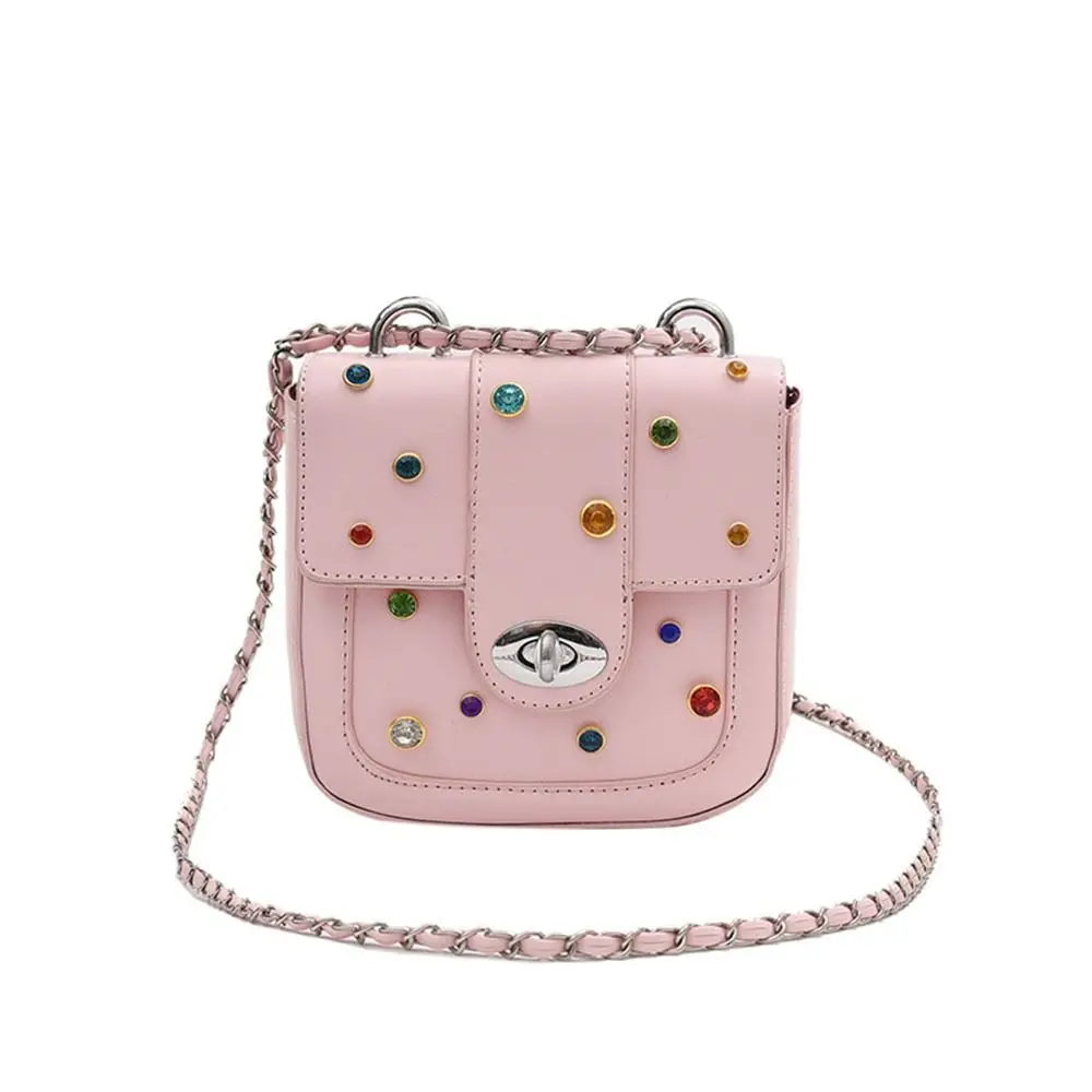 Colorful Diamond Shoulder Bag Fashion Square Pu Leather Crossbody Bags for Women Large Capacity Chain Purse Students