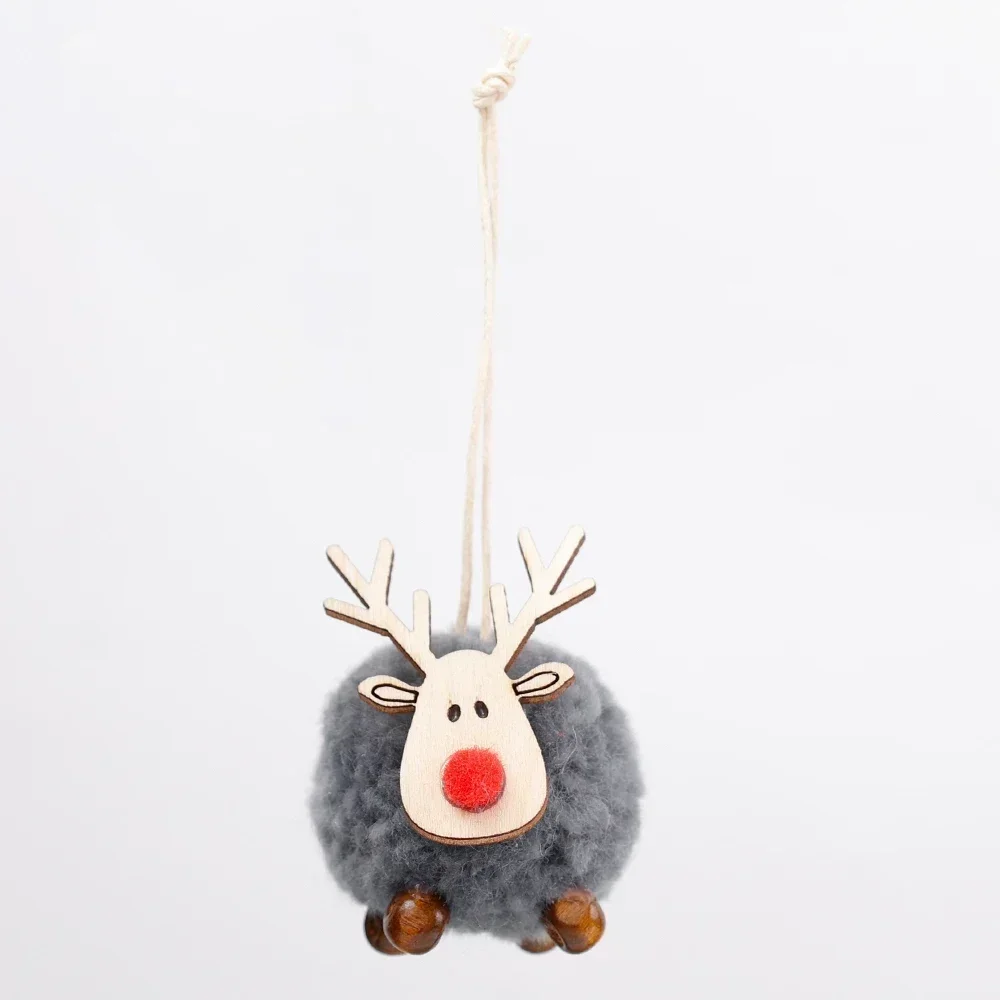thumbnail image 1 of Lote de adornos navideños de ciervo de fieltro para colgar en el árbol de Navidad, adornos decorativos de madera para fiestas, adornos navideños para el hogar, manualidades con ciervos, 1 of 5