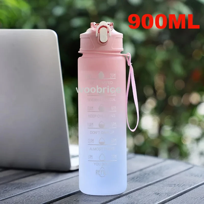 Motivational 2L Portable Sports Water Bottle with Time Marker and Stickers