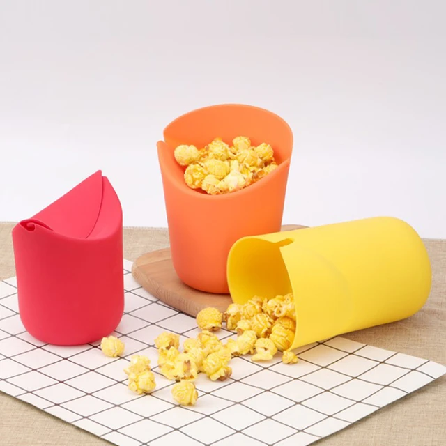 Popcorn Bucket Popcorn Microwave Foldable Red Silicone High