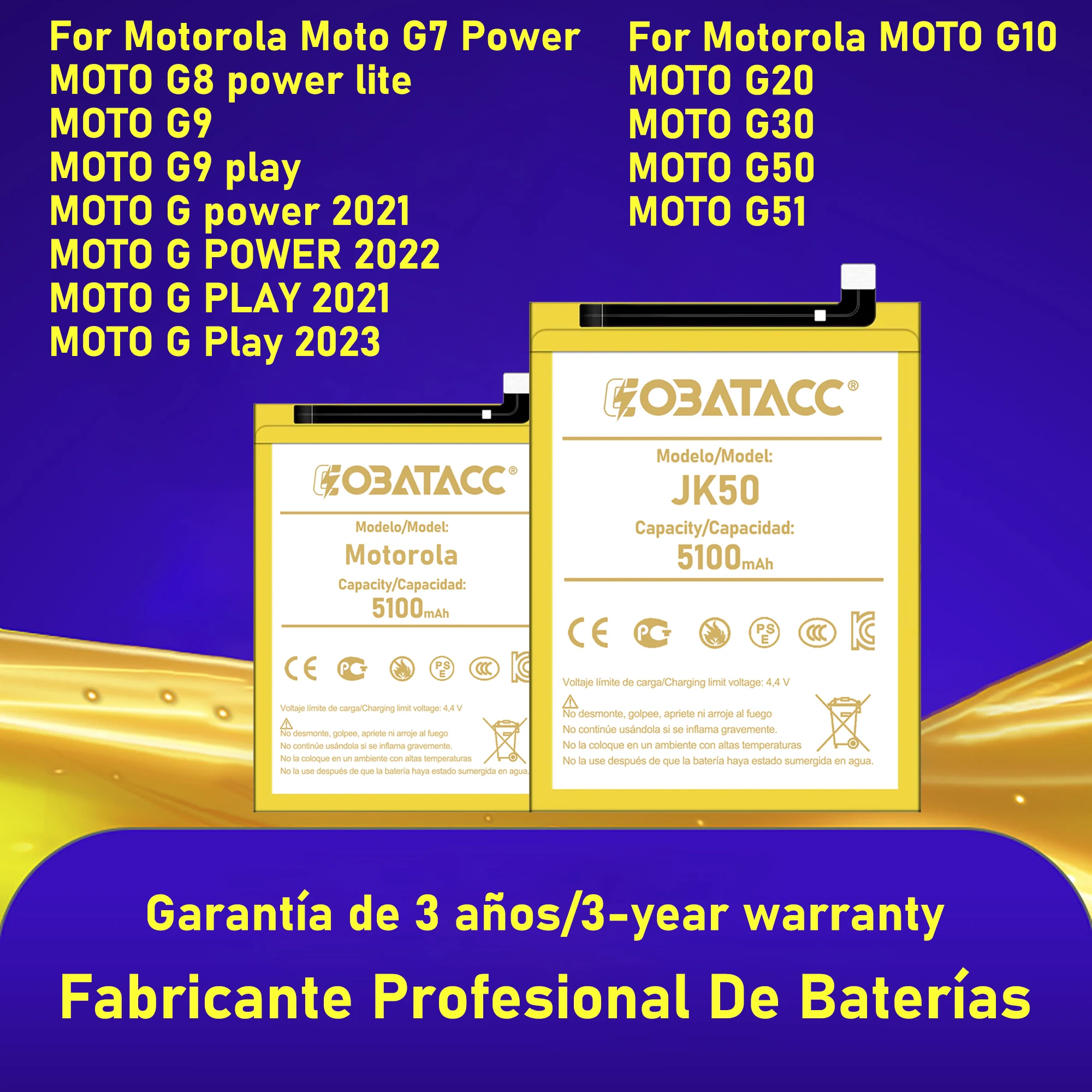 High-Capacity EOBATACC Battery with Free Tools - 6000mAh, 100% New