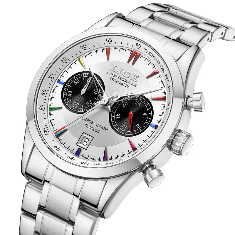 Man Watch LIGE Brand Luxury Casual Quartz Watch for Men Stainless Steel Band Business Fashion Waterproof Date Clock Reloj Hombre