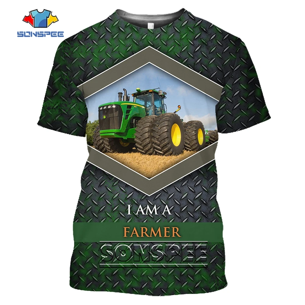 SONSPEE Farmer Harvester 3D Printed Funny Tees Short Sleeve Street Large Reaping Machine Harajuku Man Oversize Kids T-shirt Tops