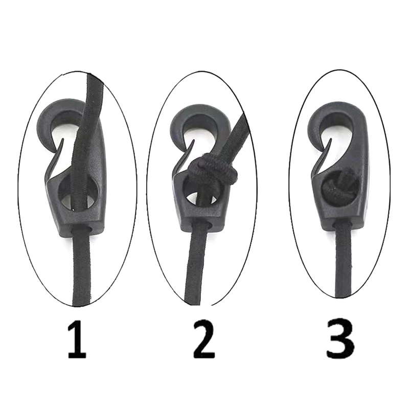 10Pcs Black Plastic Reusable Bungee Hook Boats Shock Cord Hook For Kayak Canoe Bungee Rope Rowing Boat Tie Cord