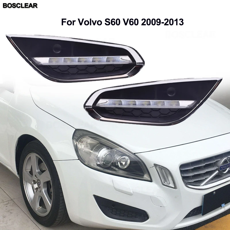 

2PCs/set waterproof Car led Daytime Running Light drl daylight led car fFor Volvo S60 V60 2009 2010 2011 2012 2013 with fog lamp