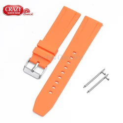 Waterproof Silicone Sport Diving Watch Band with Buckle - Universal Fit Wrist Strap - 22mm (Orange)