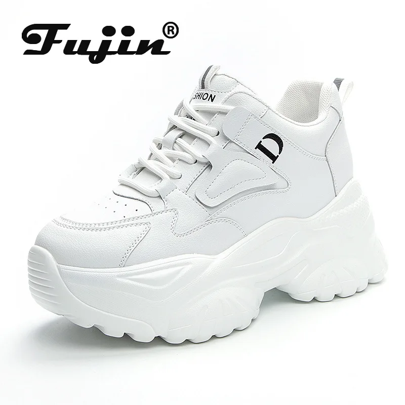 

Fujin 7cm New Air Mesh Genuine Leather Women Summer Breathable Platform Wedge Chunky Sneakers Autumn Spring Fashion Hollow Shoes