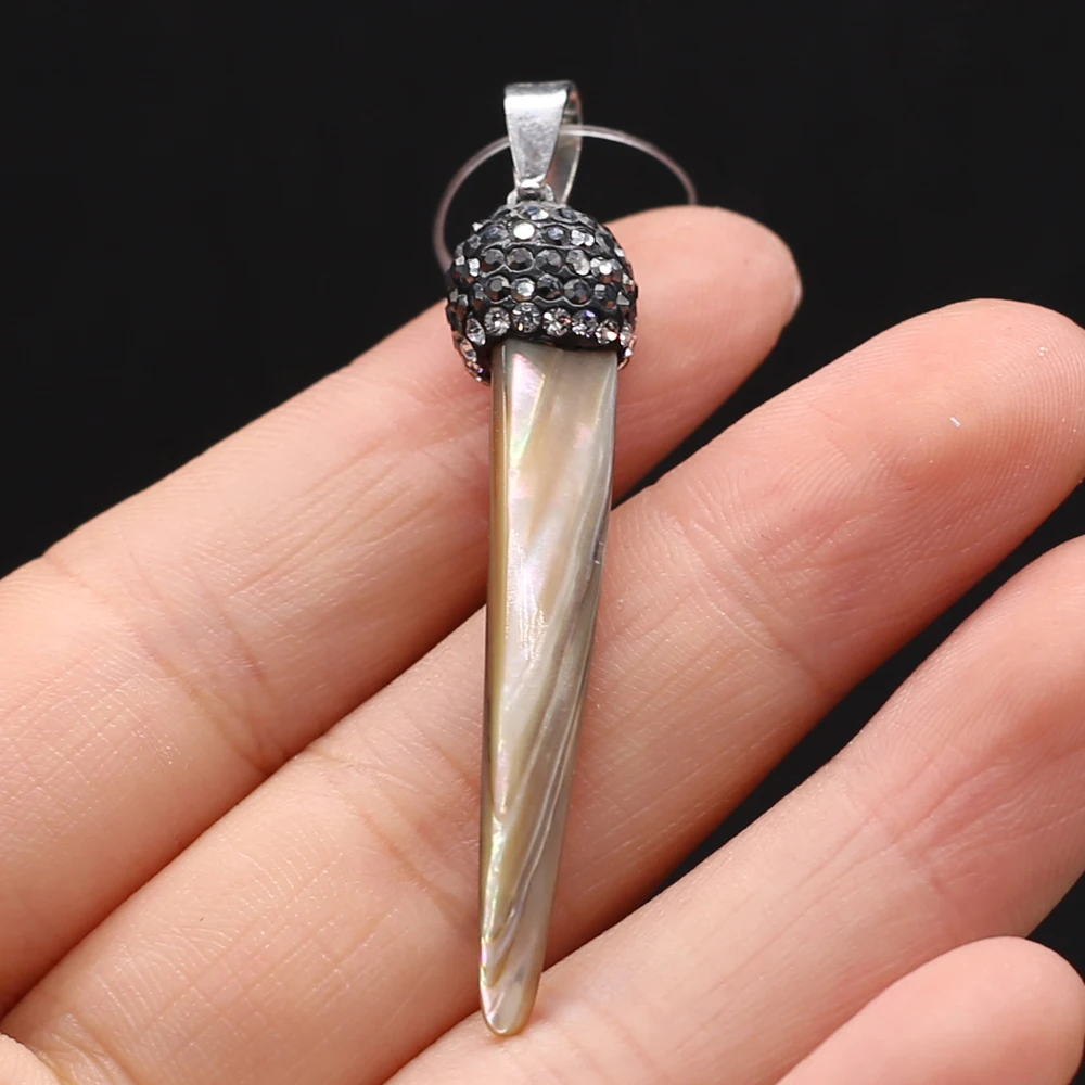 1PCS Natural Stone Knife Abalone Black Shell Pendant For Jewelry Making DIY Necklace Earring Accessories Charms Gift 5x40-5x50mm 6