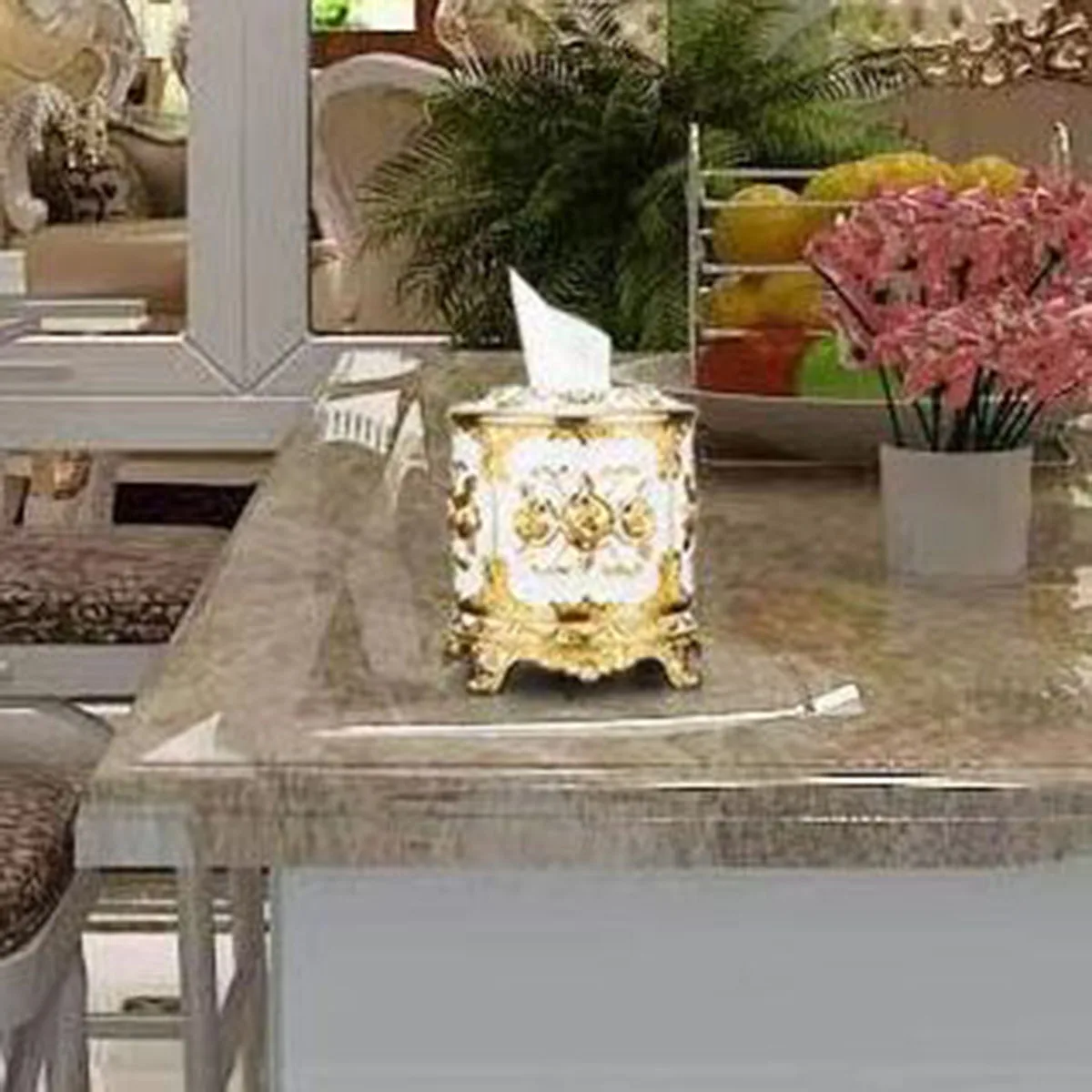 1PC circular tissue box living room cylindrical roll paper box cylindrical hollow roll paper box desktop tissue storage box 2