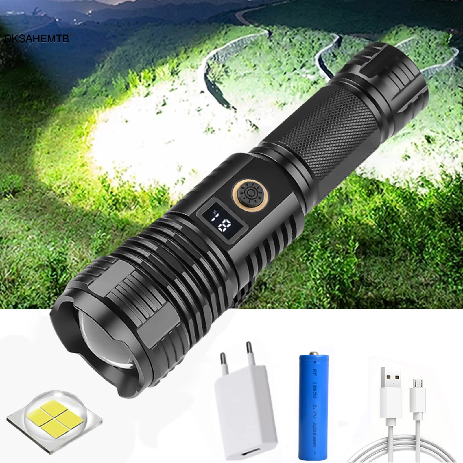 

Powerful LED Flashlight Bright Rechargeable USB Portable Ultra Power Torch Lamp Outdoor Tools Emergency Camp Lantern Waterproof