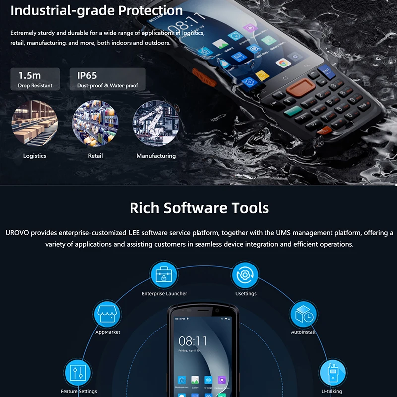 UROVO CT48 NFC Data Collector Android PDA Handheld Terminal Bluetooth WIFI GPS 2D Barcode Scanner ERP Express Universal Bar Gun
