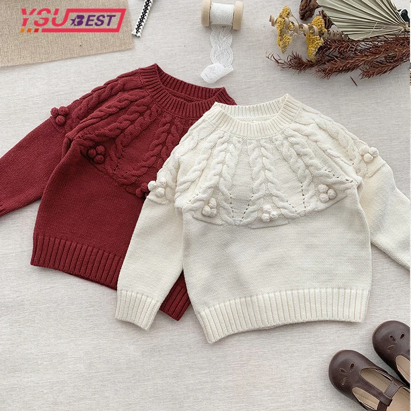 

Toddler Knitting Pullovers Christmas Kids Sweaters Infant Knit Wear Ball Autumn Baby Girl Boy Sweaters New Year Kids Sweaters