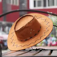 Women Men Cowboy Hat Western Suede Cowgirl Hats Fashion West Fancy Dress Party Headwear Unisex Cap - Image 3