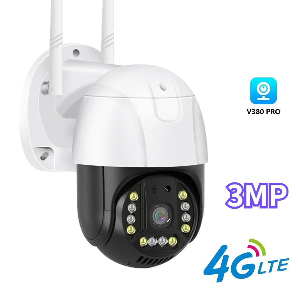 Outdoor Surveillance Ip Camera 4G LTE Gsm 3MP Security Wireless Ptz