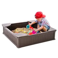HDPE Sand Pit with 4 Corner Seating and Bottom Liner, Kids Sandbox for Outdoor Backyard, Beach, 
Park, Sandbox with Cover, 1