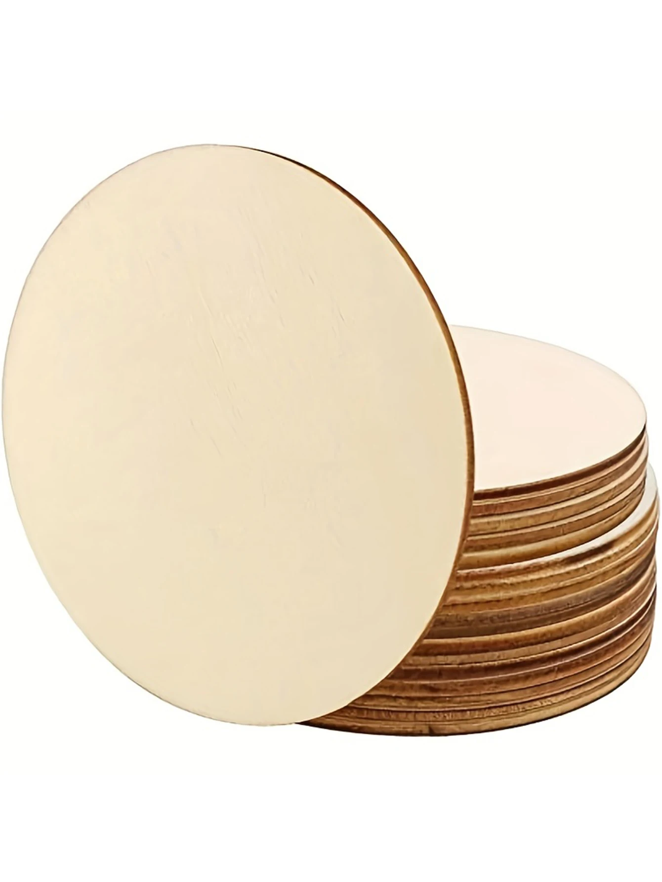 Description Picture 6 of item10Pcs round wooden 4x4 in(10x 10 cm) suitable for DIY decorative blank wooden coasters crafts wall decoration puzzle tiles