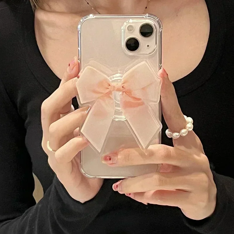 thumbnail image 1 of Funda de silicona transparente con soporte de arco 3D para iPhone 15, 14 Pro Max, 13, 12, 11, XR, X, XS, 7 Plus, SE 3, funda suave transparente a prueba de golpes, 1 of 4