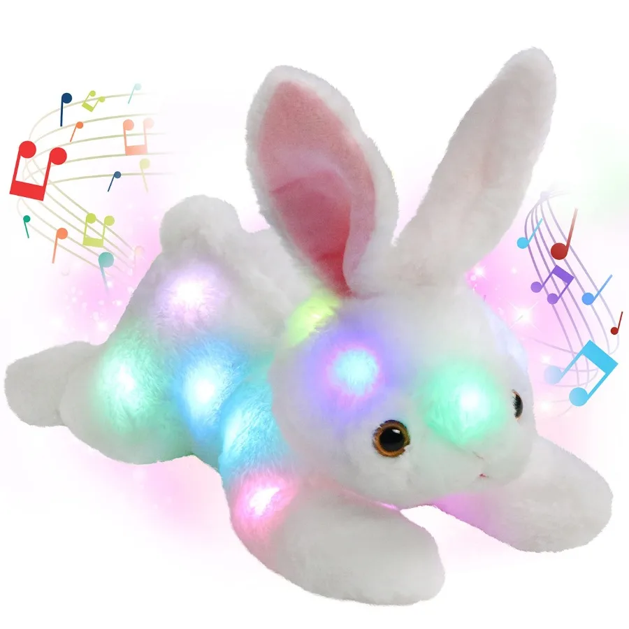 38cm Easter Bunny Plush Toy Cotton Stuffed White Throw Pillow LED Soft and Comfortable Children's Play Companion Day Gift kawaii pluh bunny toys infant children stuffed toys hopping wind up clockwork jumping rabbit toys collect easter gifts juguete