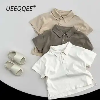 Estate bambini Polo 1-8Y ragazzi cotone allentato quotidiano bottone manica corta top coreano bambino indossare abbigliamento per bambini 2024 nuovo 1