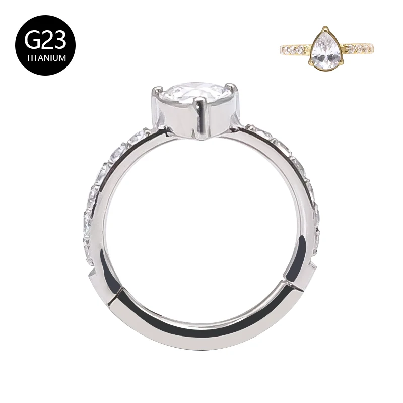 G23 Titanium Nose Septum Piercing Ring Hoops Cartilage Helix Daith Conch Earrings With CZ Zircon Clicker Hoop Body Jewelry 16G