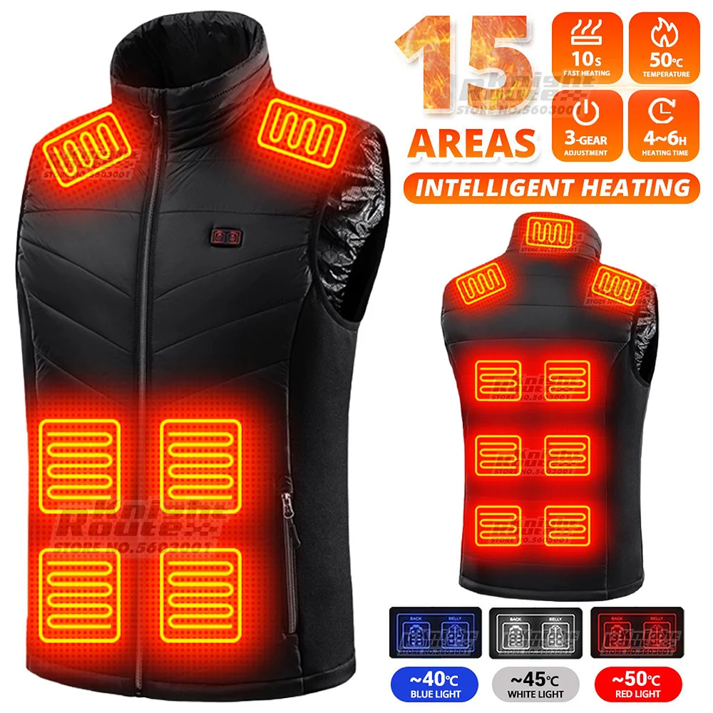 15AreasSelfHeatingVestMenHeatingjacketThermalWomensUSB