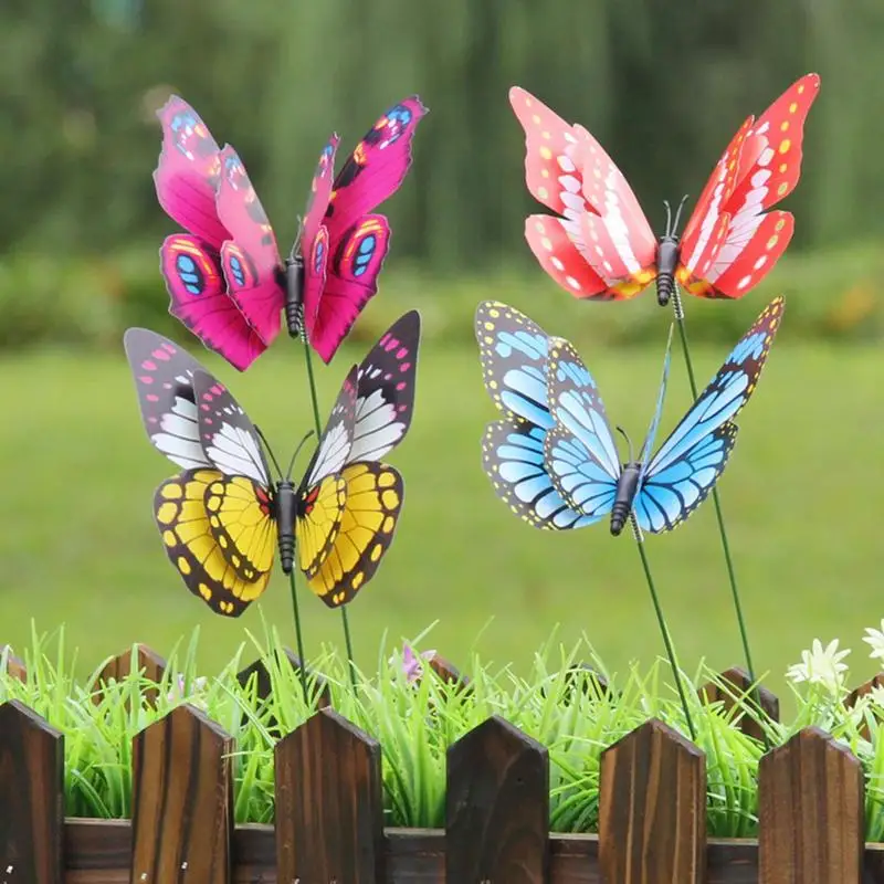 3D 12cm Butterfly Garden Stakes Decorations Outdoor Butterflies Lawn Decorative Yard Decor Patio Accessories Ornaments Large