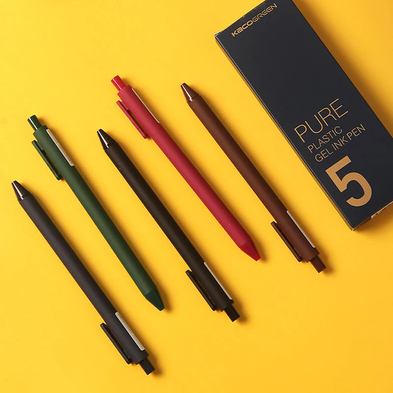 Kaco PURE Retractable Gel Ink Pen,5-Pack of Assorted Color Ink Refills,0.5mm Extra Fine Point, Coloured Glaze,School Office 3
