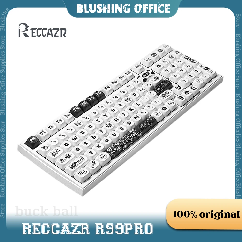 

Игровая механическая клавиатура RECCAZR R99Pro, Беспроводная Bluetooth клавиатура с 3 режимами, RGB-подсветка, настраиваемая, Hi-Fi, подарок