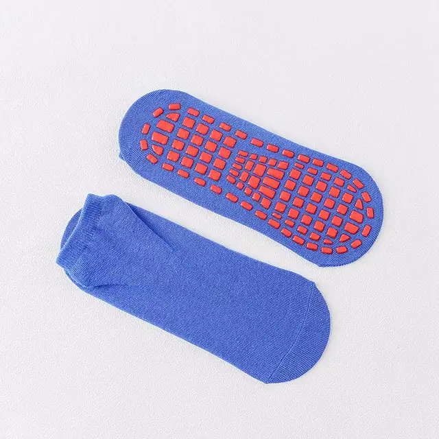 1Pair Women Yoga Cute Elasticity Socks Silicone Non-Slip Floor Socks Cotton Breathable Sport Boy Girl Trampoline Toddler Socks Blue