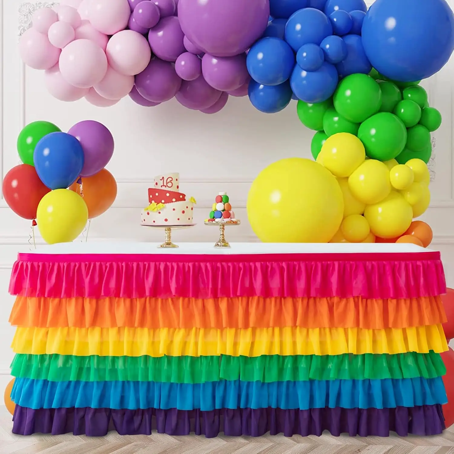 Tulle Table Skirt Tutu Ruffled Chiffon Tablecloth For Wedding Baby Shower Girls Birthday Party and Cake Dessert Table Decoration