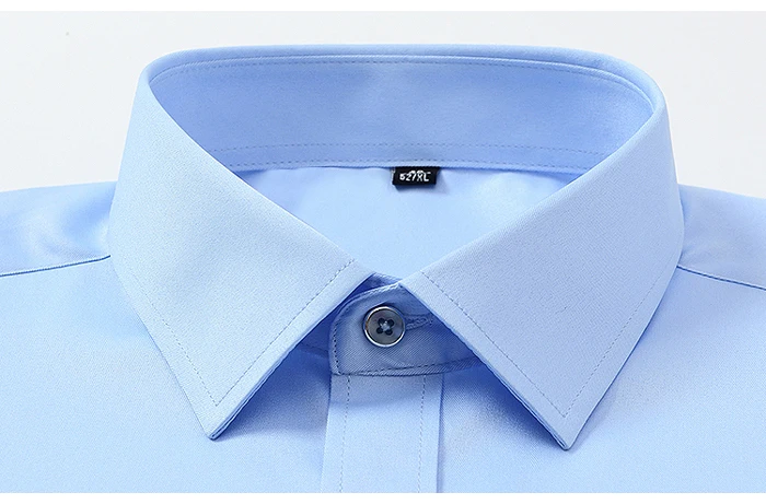 Dress Shirts Stretch Anti-Wrinkle Mens Long Sleeve Business Formal Solid Color Slight Slasticity Non-iron