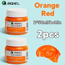 Marie’s Fabric Paint Set - 21 Vibrant Colors for Permanent Fabric Art, 50ml/1.7oz (2 Bottles) (Orange Red)