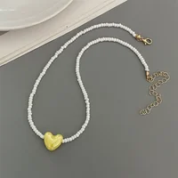 Collier ras du cou court en forme de cœur pour femmes, couleur tendance, fait à la main, couleur bonbon, bijoux en forme de cœur d'amour, nouvelle collection 1