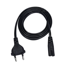 Premium EU 2 - Prong Power Extension Cable - Universal C7 Figure 8 Euro Power Cord (Black)