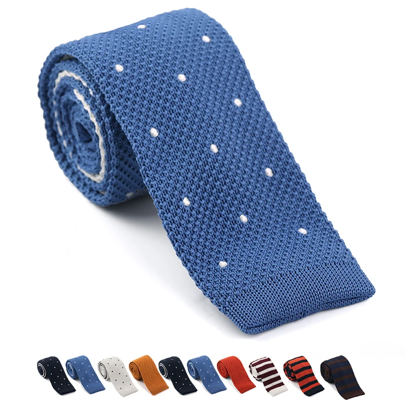 Мужской вязаный галстук в горошек и полоску, в британском стиле
