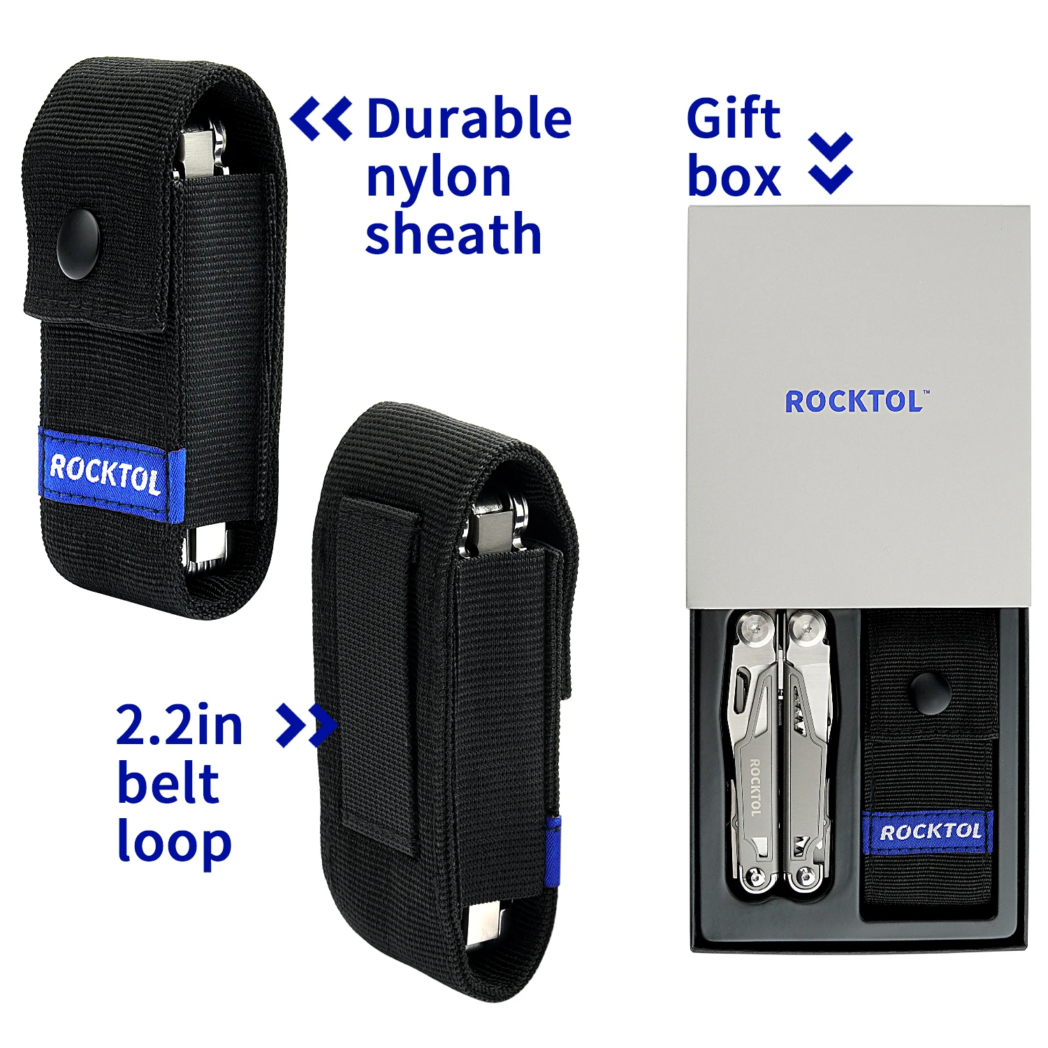 ROCKTOL Multitool,19-in-1 Multitool Pliers with Titanium-plated Handle, Safety Locking, Lightweight EDC Tool and Nylon Sheath fo 5