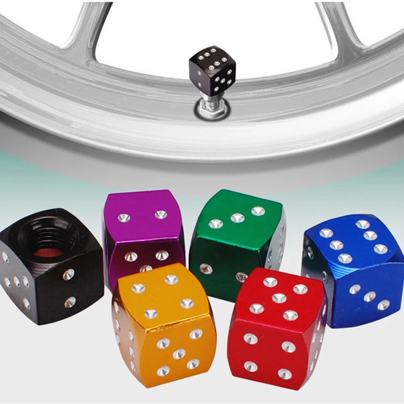 Aluminum Dice Tire Valve Caps – Set of 4 2