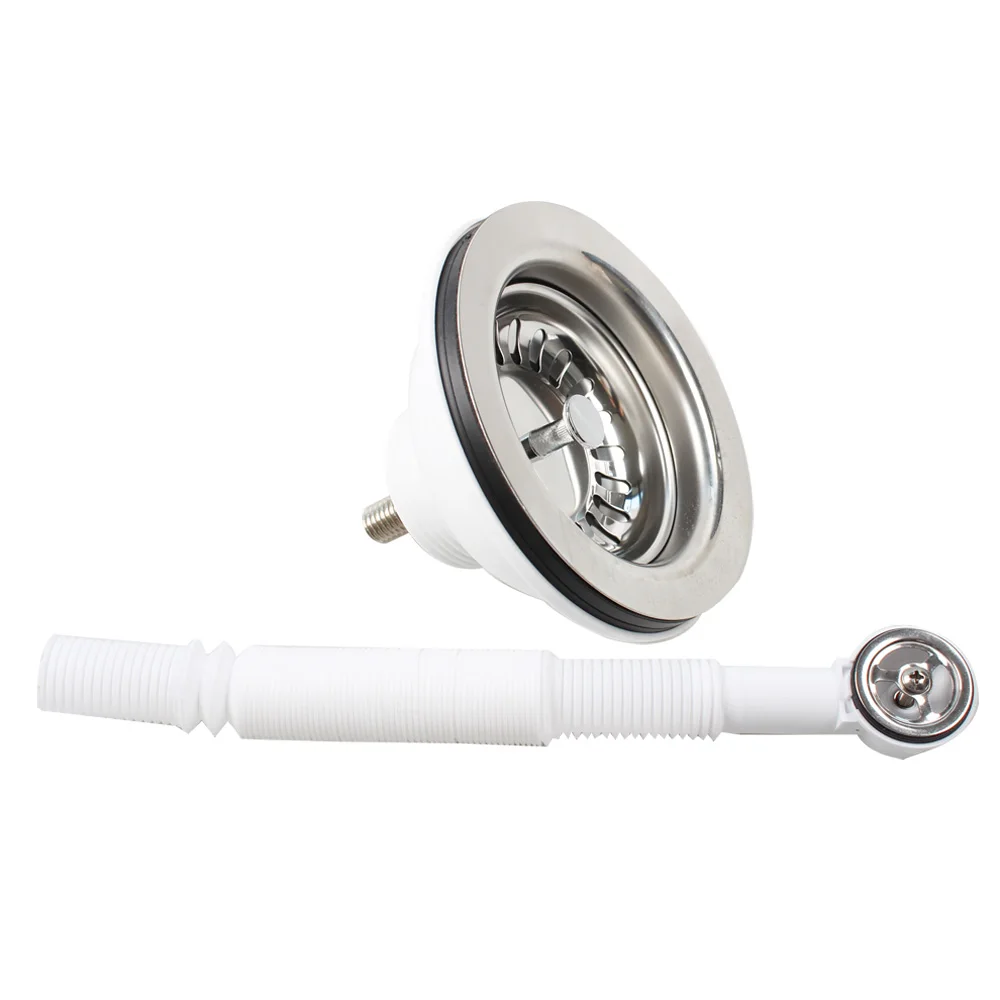 Talea Kitchen Sink Strainer 1&frac12;" (114mm) SUS304 Stainless Steel Plug Waste with Overflow Head with PVC Pipe XK186C059