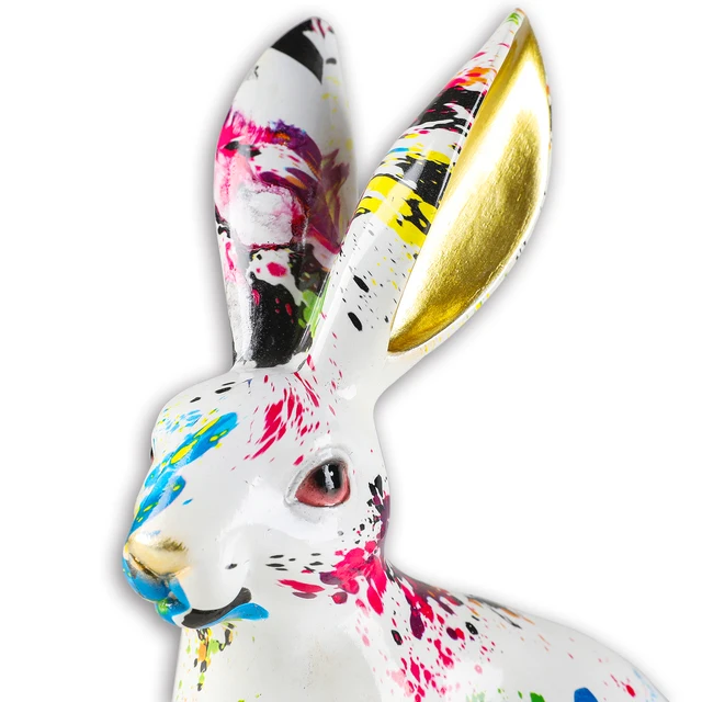 Statue de lapin Graffiti, Sculpture de lapin, Figurine pour décoration d'armoire, lapin de pâques, Statue de lapin Graffiti créative, 1 pièce 5