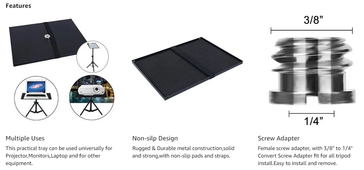 GBKDQQ Projektor Halterung Universal - 360° Drehbarer Beamer Ständer | 1/4 Zoll Schraube, 3kg Tragkraft