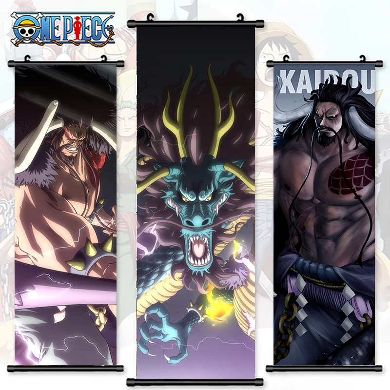 

Wall Artwork Anime Canvas Luffy One Piece Picture Kaido Print Shanks Poster Four Emperors Hanging Painting Scrolls Home Decor