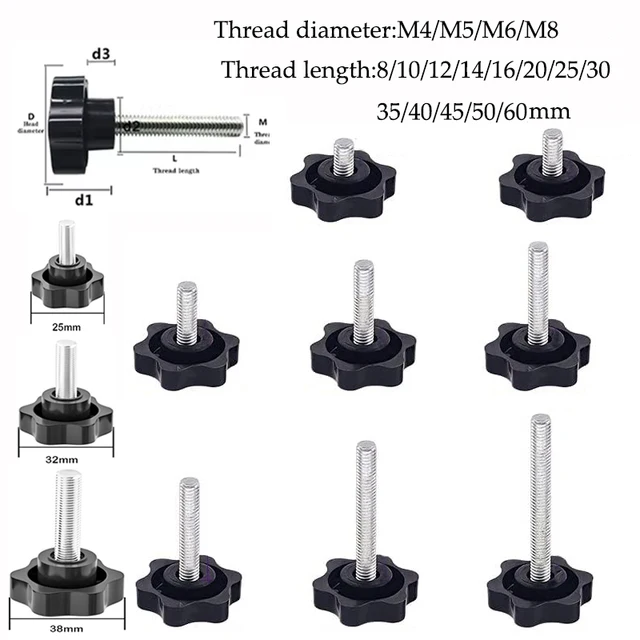 5-10pcs Hex Star KNOB ด้ายชาย CLAMP KNOB สกรู M4/M5/M6/M8/M10 มือกระชับสกรูหัวเส้นผ่านศูนย์กลาง 25 มม.32 มม.38 มม. 1