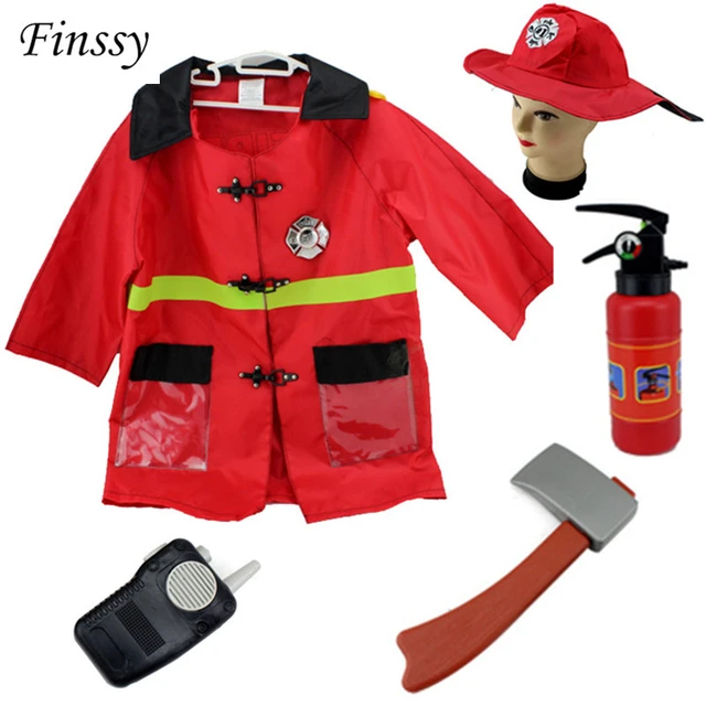Fireman Sam Costume for kids Carnival Halloween Costume for Girl Boy  Christmas Party Dress Clothes Hat