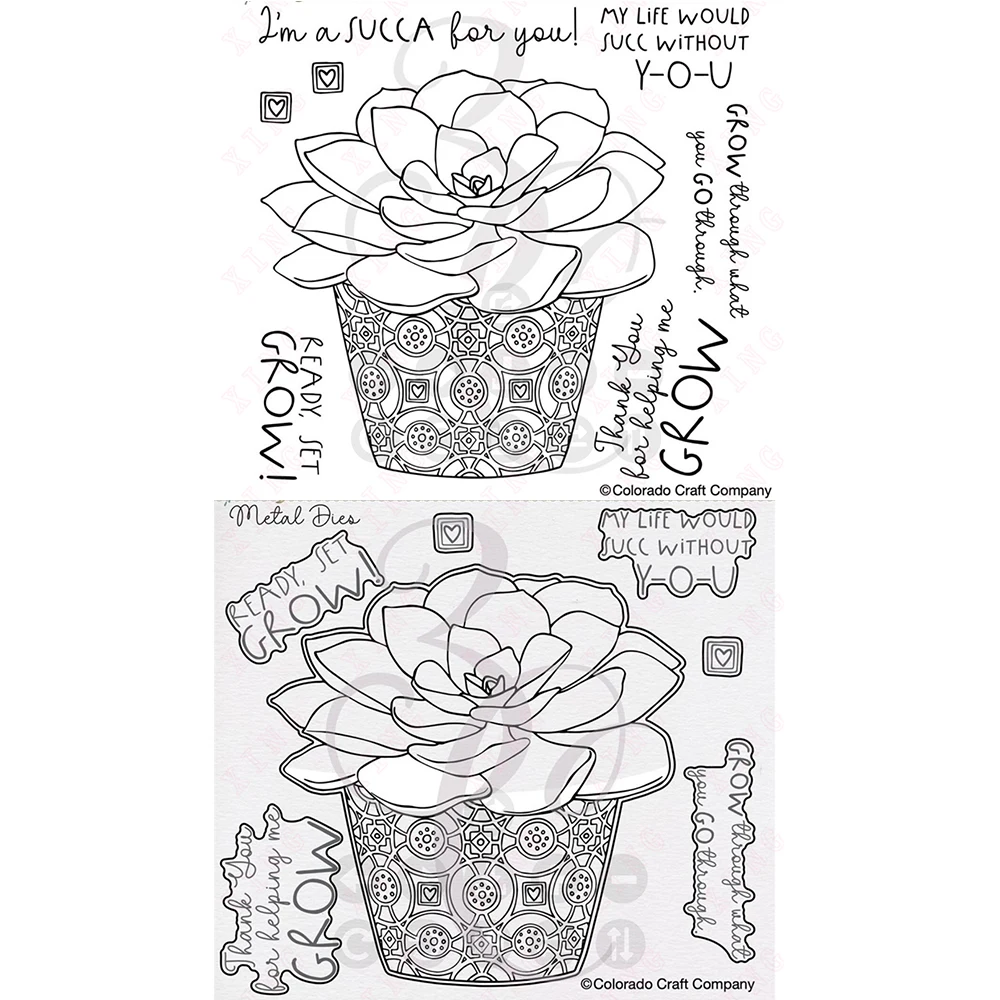 

Kris Lauren Ready Set Grow New Album Card Craft Metal Cutting Dies Silicone Stamps Set Scrapbook Diy Decoration Embossing Molds