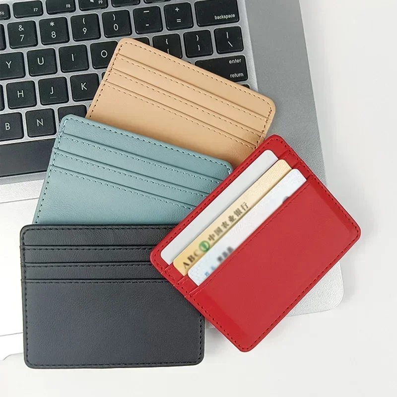 ID and Bank Card Holder Wallet Men and Women Business PU Leather Card Protector Case Coin Cards Cover Pouch Bag